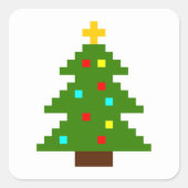 Pixel Art Christmas Tree Quadratischer Aufkleber (Vorderseite)
