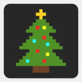 Pixel Art Christmas Tree Quadratischer Aufkleber (Vorderseite)