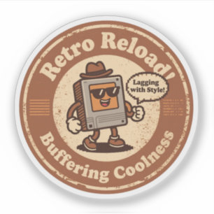 Pixel Art Computer-Charakter "Laging with Style!" Aufkleber