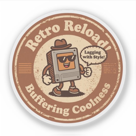 Pixel Art Computer-Charakter "Laging with Style!" Aufkleber (Vorderseite)