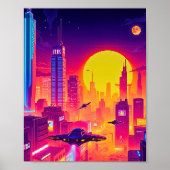 Pixel Art Cyber City Poster (Vorne)