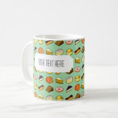 Pixel Art Delicious Cakes Muster mit Label Kaffeetasse (Vorderseite Links)
