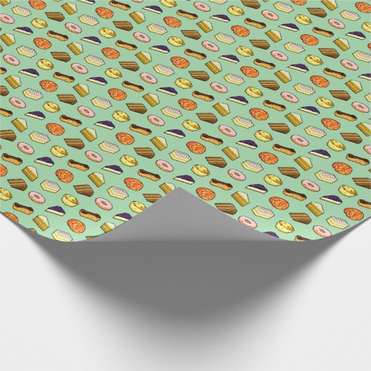 Pixel Art Delicious Cakes Pattiserie Muster Geschenkpapier (Ecke)