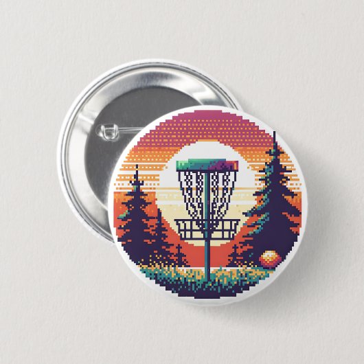 Pixel Art Disk Golf Course Button (Vorne & Hinten)
