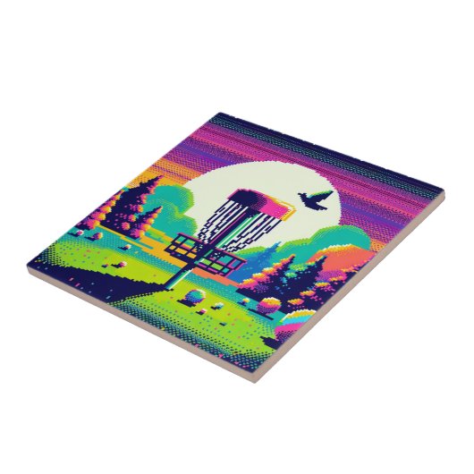 Pixel Art Disk Golf Course Fliese (Seite)