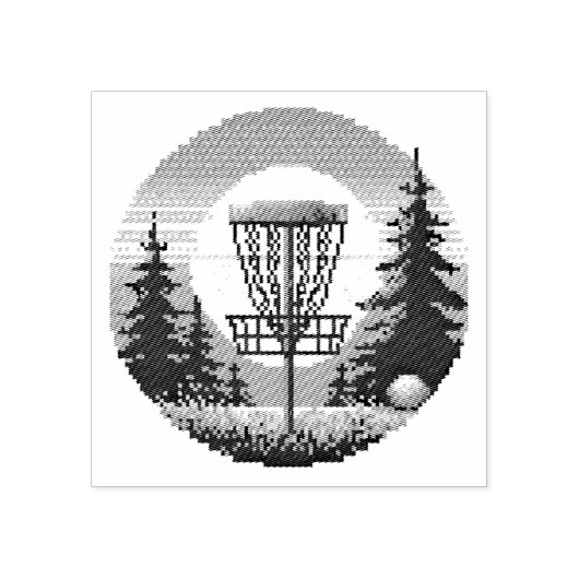 Pixel Art Disk Golf Course Gummistempel (Prägung)