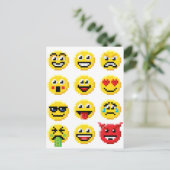 Pixel Art Emoji Emoticon Set Postkarte (Stehend Vorderseite)