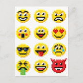 Pixel Art Emoji Emoticon Set Postkarte (Vorderseite)