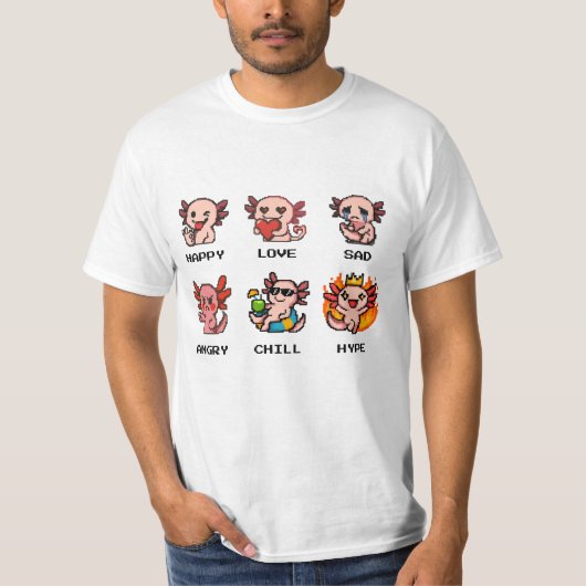 Pixel Art Emotionen Axolotl T - Shirt Collection (Vorderseite)