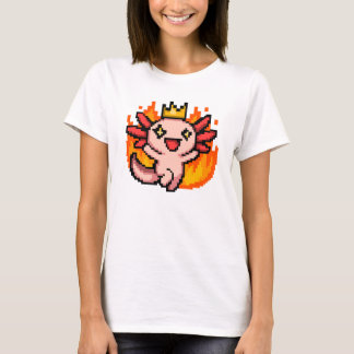 Pixel Art Fiery Crowned Axolotl T-Shirt