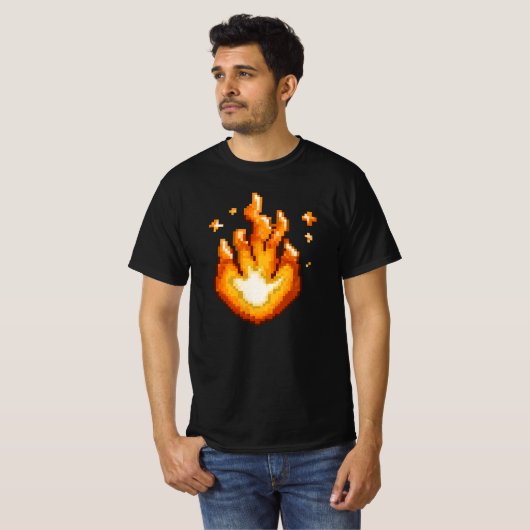 Pixel Art Fire Flame Graphic T-Shirt (Vorne ganz)