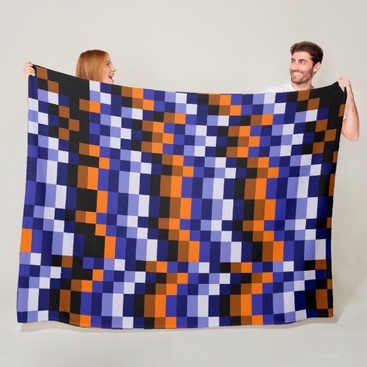 Pixel Art Fleece Blanket - Blues, Orange & Earth (Beispiel)