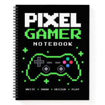 Pixel Art Gamer Notizbuch – Schreiben Zeichnen Ent