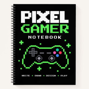 Pixel Art Gamer Notizbuch – Schreiben Zeichnen Ent