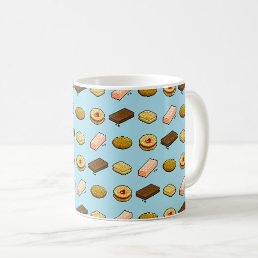 Pixel Art Geschmackhaftes Biscuit Cookie Selection Kaffeetasse (VorderseiteRechts)