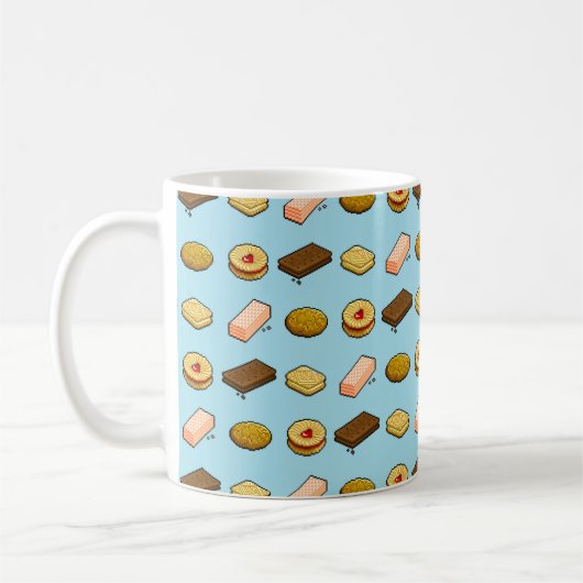 Pixel Art Geschmackhaftes Biscuit Cookie Selection Kaffeetasse (Links)