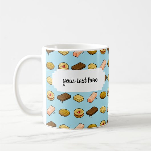 Pixel Art Geschmackhaftes Cookie Biscuit Muster Kaffeetasse (Links)