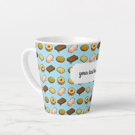 Pixel Art Geschmackhaftes Cookie Biscuit Muster Milchtasse (Linke Ecke)