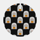 Pixel Art Ghost: Halloween-Muster Ornament Aus Glas (Rückseite)