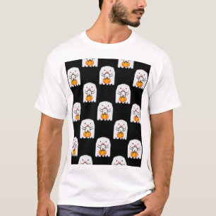 Pixel Art Ghost: Halloween-Muster T-Shirt