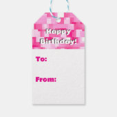 Pixel Art Girls rosa Geburtstagskarte Geschenkanhänger (Rückseite)