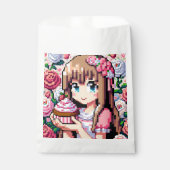 Pixel Art Girls rosa Geburtstagskarte Geschenktütchen (Vorderseite)