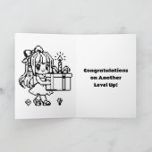 Pixel Art Girls rosa Geburtstagsparty | Farbseite Karte (Innenseite)