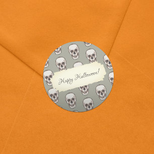 Pixel Art Gothic Spooky Skull Muster Runder Aufkleber