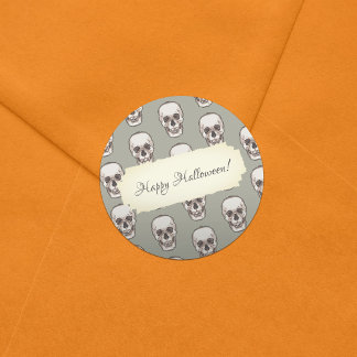 Pixel Art Gothic Spooky Skull Muster Runder Aufkleber