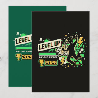Pixel Art Graduation 2026 Level Up Einladung