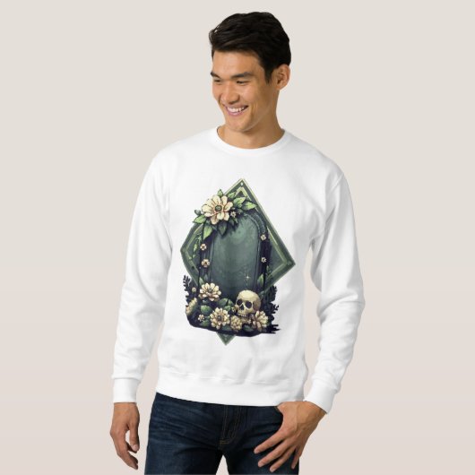 Pixel Art Graph mit Blumen und Schädel Sweatshirt (Vorne ganz)