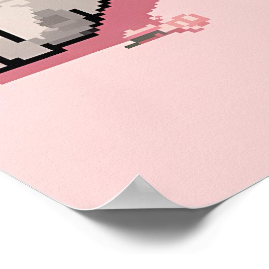 Pixel Art Graue Ragdoll Katze mit blauen Augen Poster (Ecke)