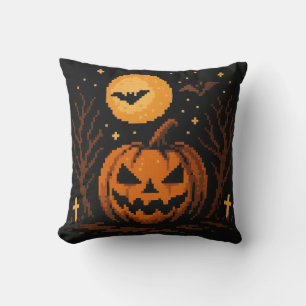 Pixel-Art-Halloween-Kürbiskissen Kissen