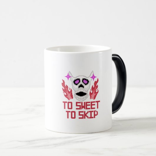 Pixel Art Halloween Pumpkins, Skulls und Fleets Verwandlungstasse (VorderseiteRechts)