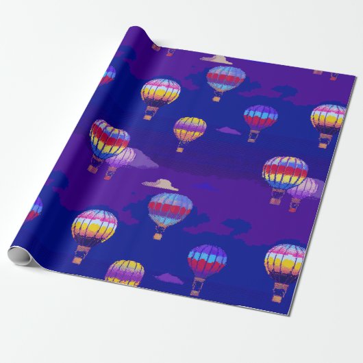 Pixel Art Heißluftballon-Geschenkpapier Geschenkpapier (Ungerollt)