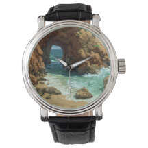 Pixel-Art-Höhle am Strand Uhr