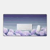 Pixel Art Hydrangea Desk Mat - florale Gaming-Maus Schreibtischunterlage (Tastatur & Maus)