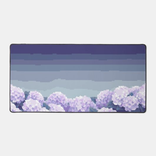 Pixel Art Hydrangea Desk Mat - florale Gaming-Maus Schreibtischunterlage (Vorderseite)
