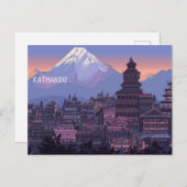 Pixel Art Katmandu Nepal Postkarte (Vorne/Hinten)
