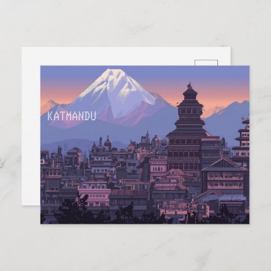 Pixel Art Katmandu Nepal Postkarte (Vorne/Hinten)