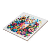 Pixel Art | Katzen in Blume Fliese (Seite)