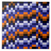 Pixel Art Keramik Tile - Blues, Orange & Earth Fliese (Vorderseite)
