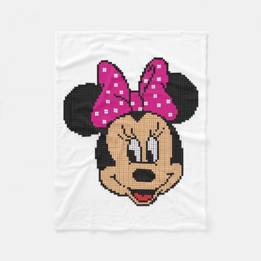 Pixel Art Maus mit rosa Schleife Fleece Decke (Vorderseite)