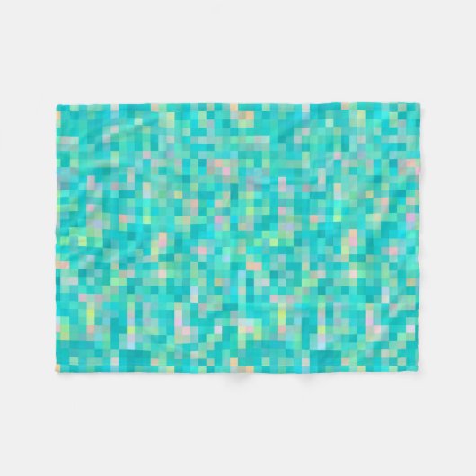 Pixel Art Multicolor Muster Fleecedecke (Vorderseite (Horizontal))