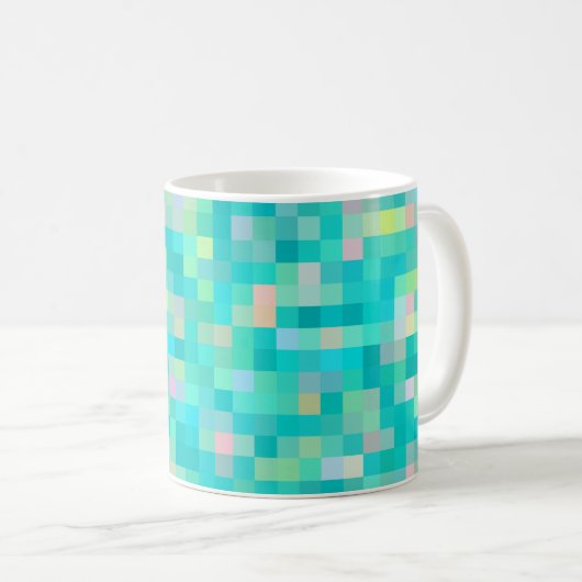 Pixel Art Multicolor Muster Kaffeetasse (VorderseiteRechts)