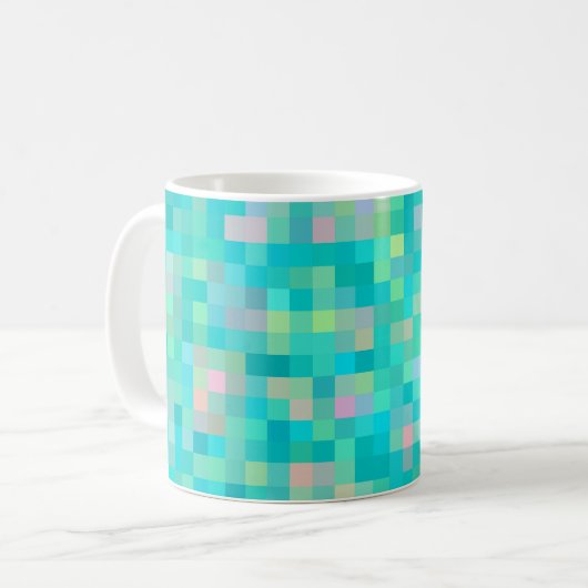 Pixel Art Multicolor Muster Kaffeetasse (Vorderseite Links)