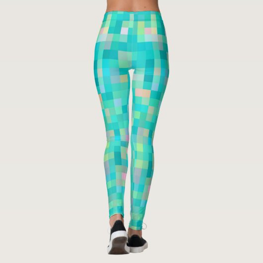 Pixel Art Multicolor Muster Leggings (Rückseite)