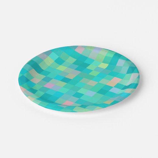 Pixel Art Multicolor Muster Pappteller (Schrägansicht)