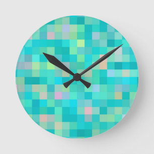 Pixel Art Multicolor Muster Runde Wanduhr
