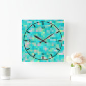 Pixel Art Multicolor Pattern Quadratische Wanduhr (Zuhause)